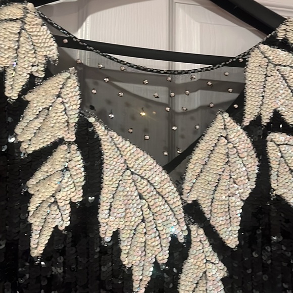 Vintage, 100% pure silk size 3X evening gown. Black and white. - Picture 7 of 16